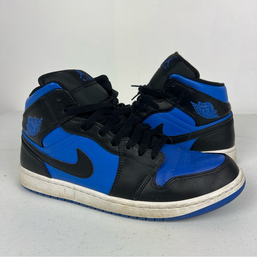 Jordan 1 Mid Varsity Royal Black Blue Size 10.5